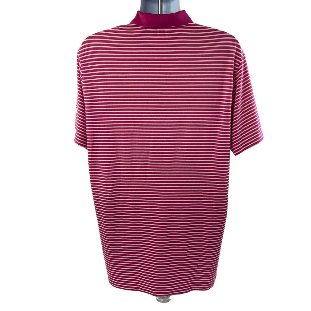 VINTAGE Polo Golf Ralph Lauren Polo Shirt Mens Large Pink Striped S/S HAZELTINE
